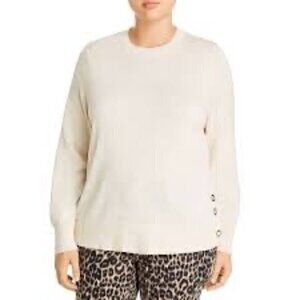 Michael Kors Bone Long Sleeve Side-Snap Pullover Sweater Sz M